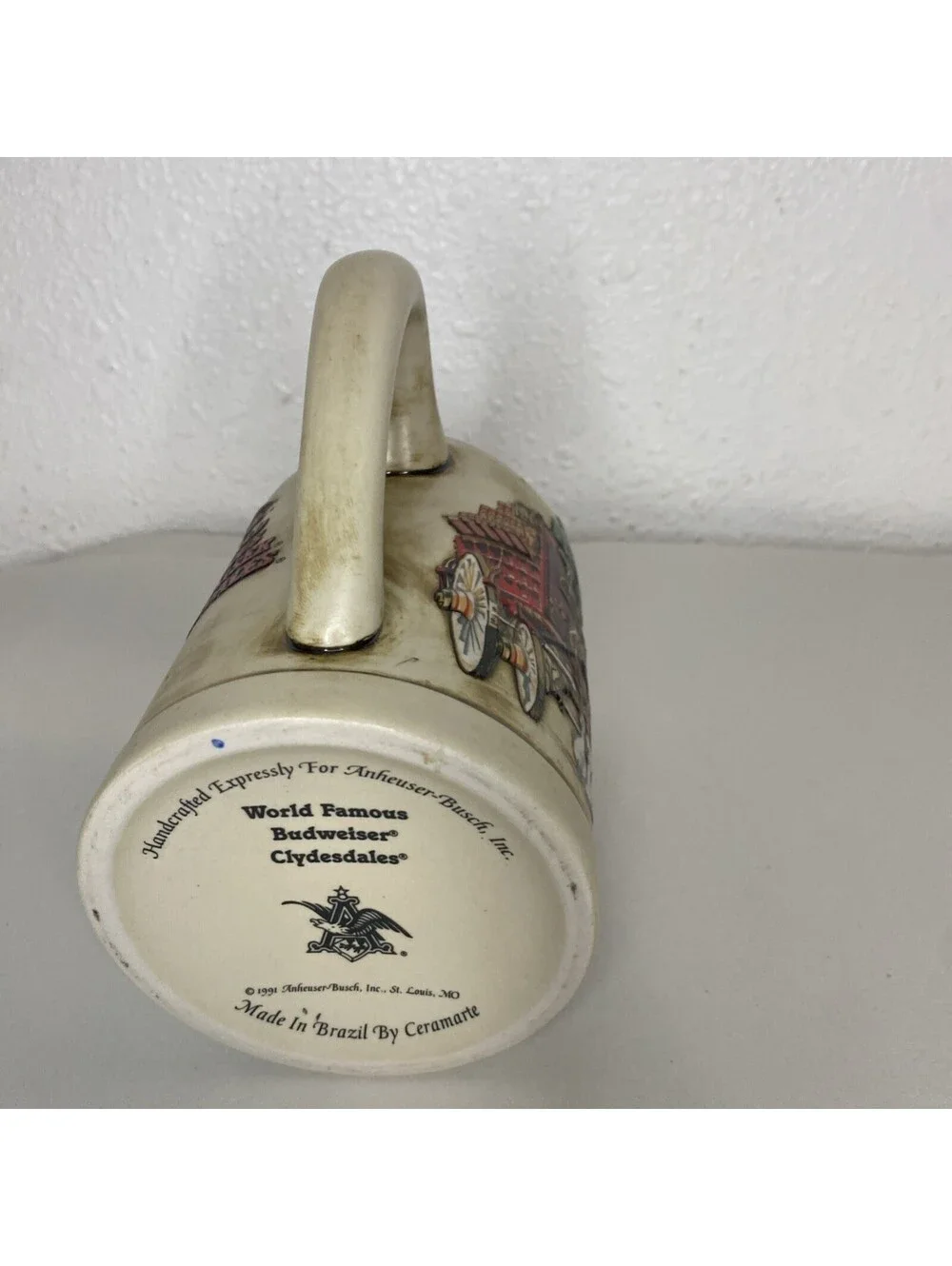 Budweiser Vintage Clydesdales Stein Anheuser-Busch Ceramarte,2 Mugs Excellent